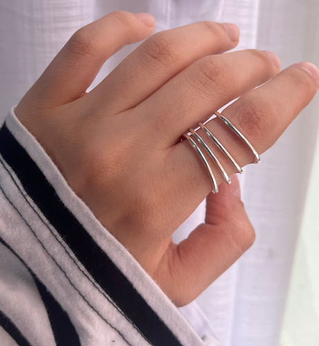 انگشتر trend fashion✨استیل ابکاری نقره فری سایز