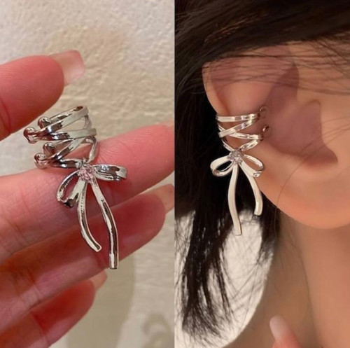 ایرکاف پاپیونی نگین صورتی استیل
